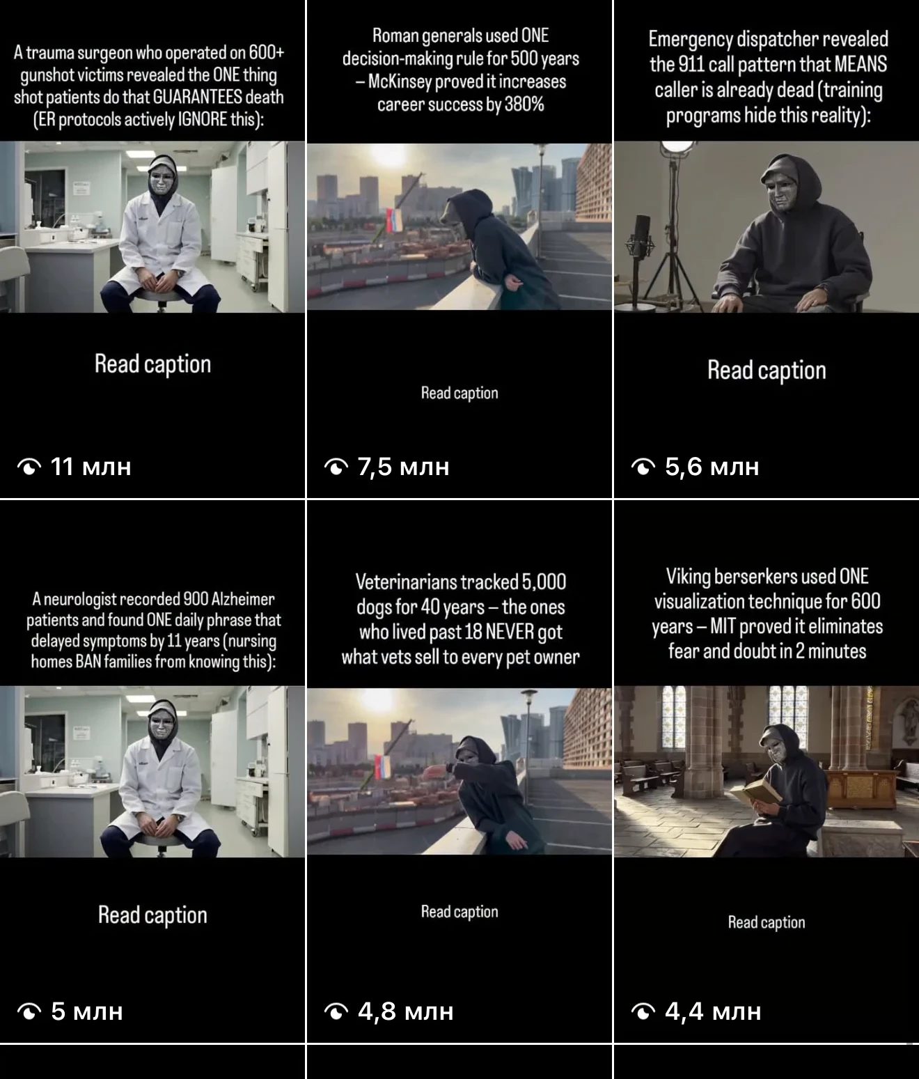 Сетка готового контента